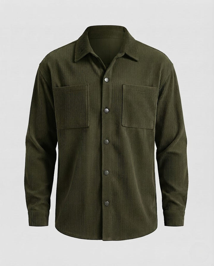 Men's cord overshirt with snap buttons, oversized fit and chest pockets Amarae