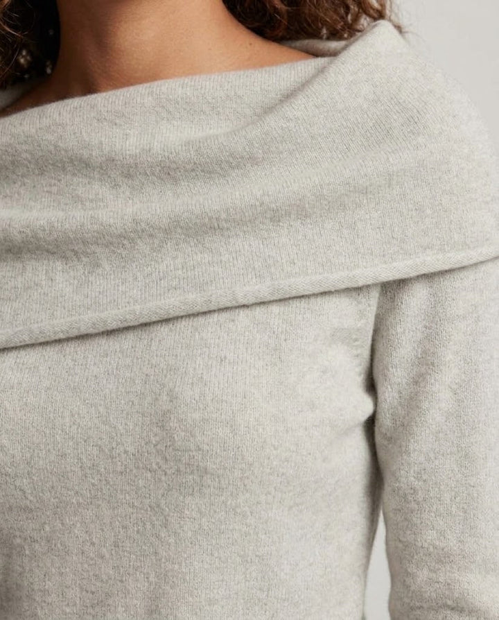 Women's fine knit pullover with off-the-shoulder Carmen collar and tailored fit Amarae