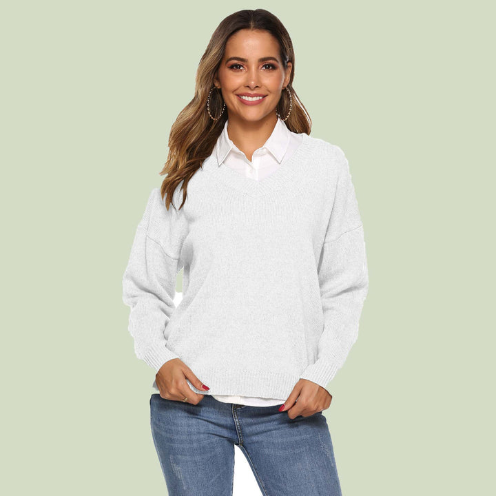 Lune London | Knit Sweater - V-Neck - Loose Fit - Long Sleeves - Soft and Comfortable