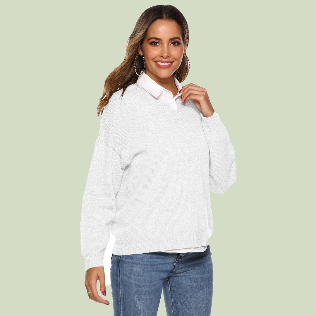 Lune London | Knit Sweater - V-Neck - Loose Fit - Long Sleeves - Soft and Comfortable