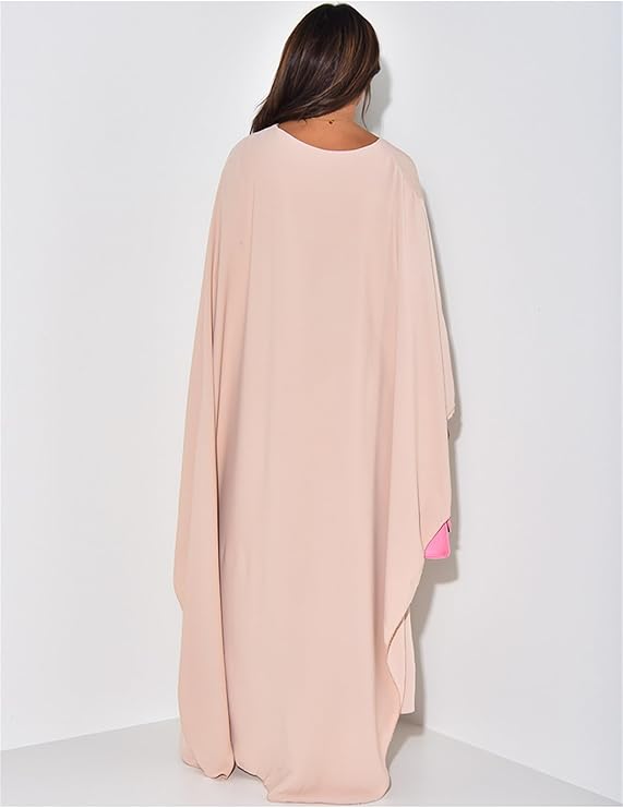 Chic Und Stil | Elegant Maxi Dress with Round Neckline & Wide Sleeves – Women's Evening Dress with High Waist Long Dress for Festive Occasions