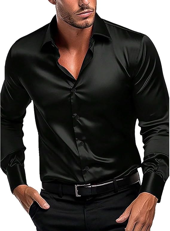 Men's High Gloss Satin Shirt with Modern Cut and Elegant Details Lune London