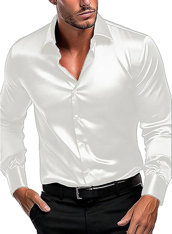 Men's High Gloss Satin Shirt with Modern Cut and Elegant Details Lune London