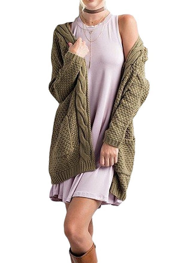 Chunky knit cardigan for women with asymmetrical design and relaxed sleeves Chic and Still