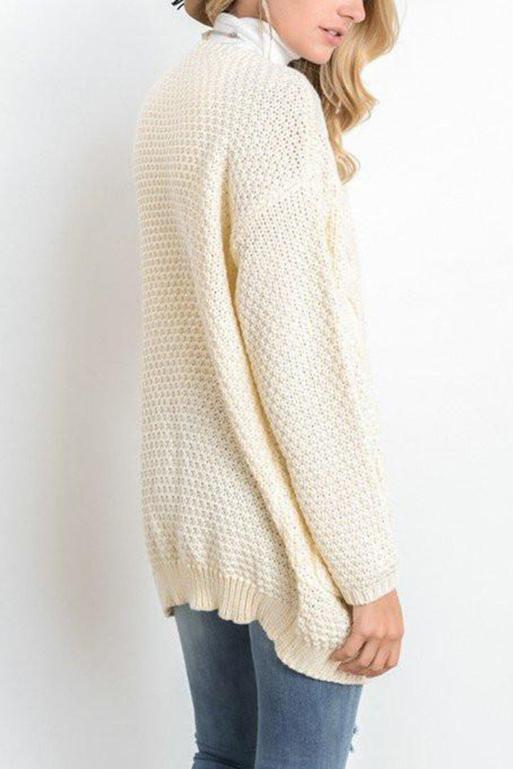 Chunky knit cardigan for women with asymmetrical design and relaxed sleeves Chic and Still