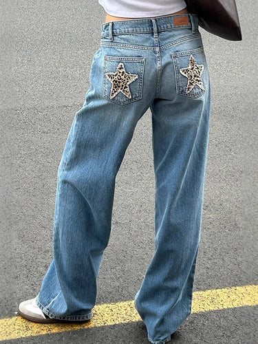 Amarae | Retro Leopard Print Star Boyfriend Jeans