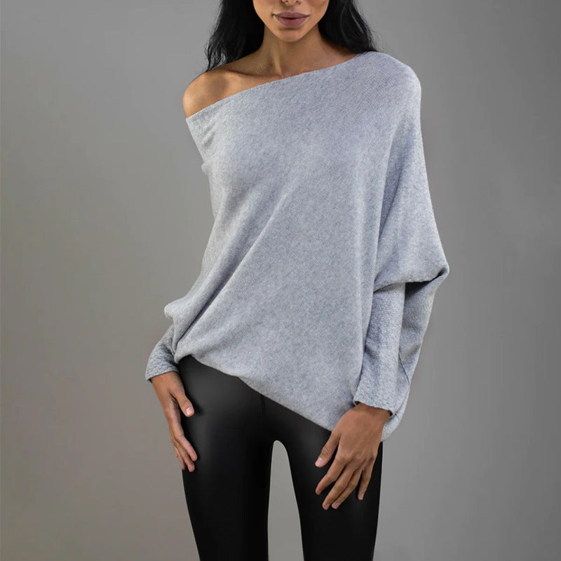 Lune London | Cozy oversized knit sweater with a Carmen neckline