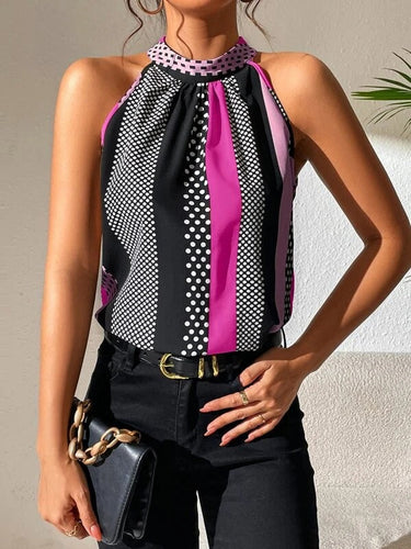 Amarae | Adjustable Strap Blouse with Geometric Print for Women