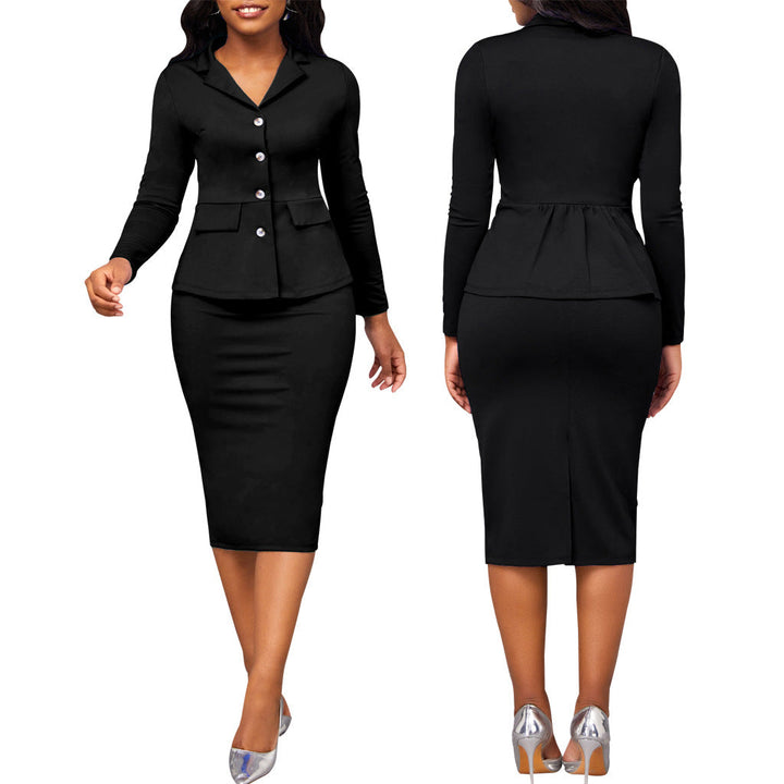 Amarae - Two-piece women's suit with white collar and long sleeves