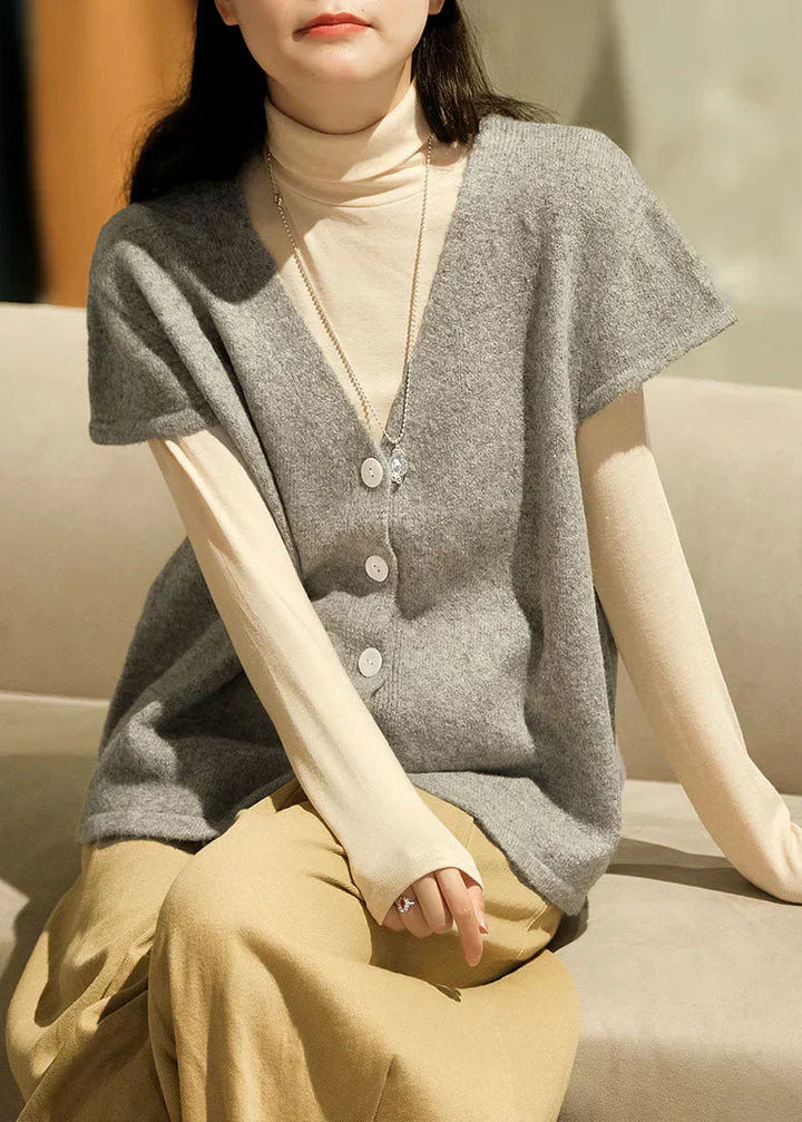 Lune London | Beige buttoned V neck cardigan