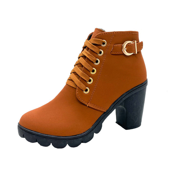 Lune London | Block heel ankle boots - Warm lined - Non-slip sole - Gold details