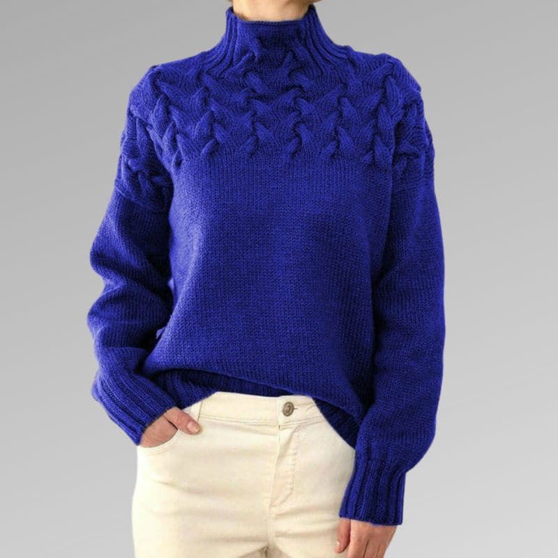 Lune London | Knit sweater - Soft wool blend - Cable knit & ribbed details - High collar