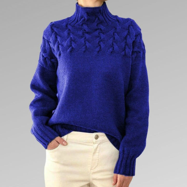 Lune London | Knit sweater - Soft wool blend - Cable knit & ribbed details - High collar