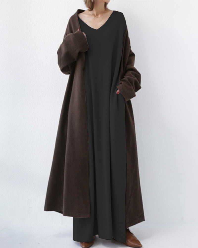 Lune London | Women's dress with V-neck and long sleeves