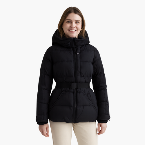 Amarae | Quilted jacket with belt and hood - Elegant winter jacket, water-repellent for daily and outdoor activities