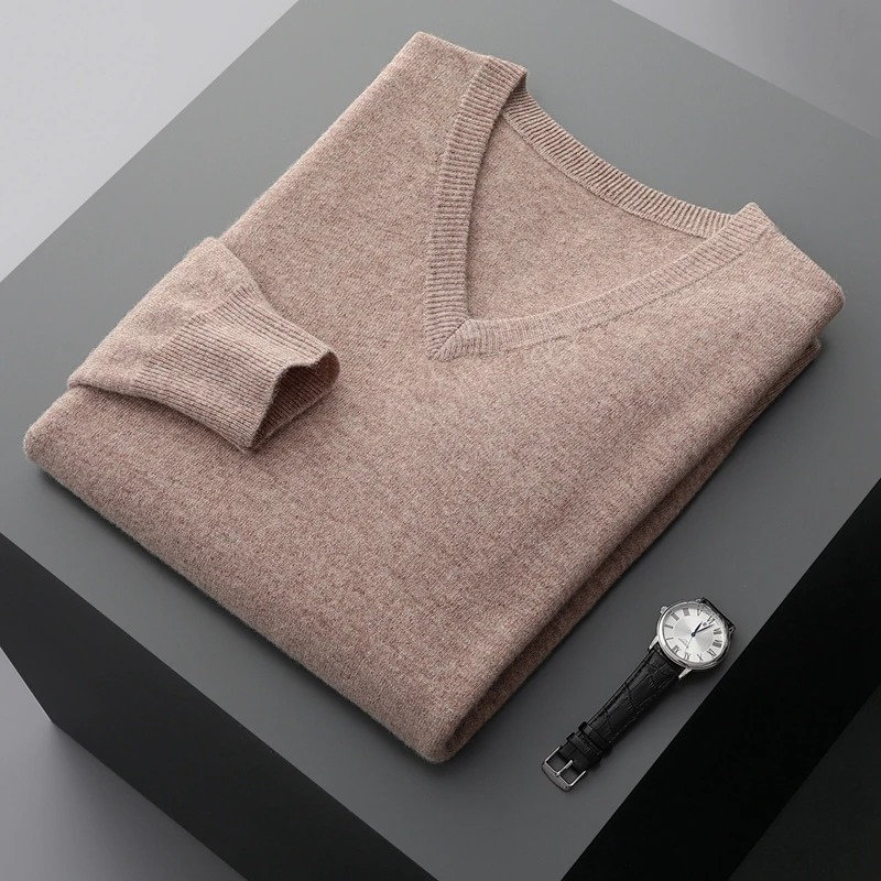 Chic Und Stil | Cashmere Sweater Men V-Neck Soft Cashmere Knit Material