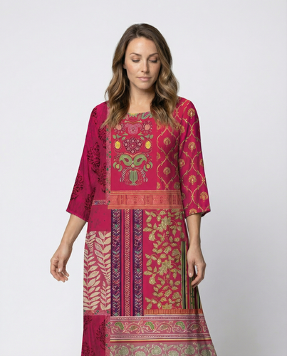 Women's Boho Kaftan Dress with Flowing Fabric & Side Slit Amarae