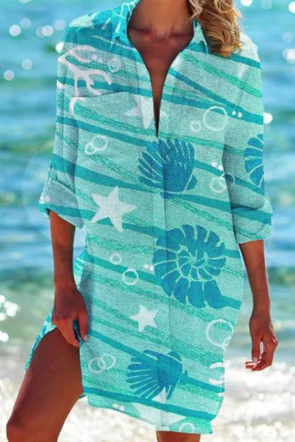 Lune London | Long Beach Blouse with Marine Motif