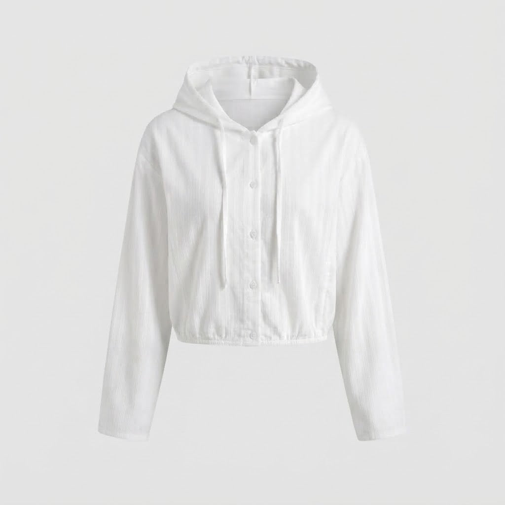 Women's cropped hooded jacket made of lightweight crinkle quality Amarae