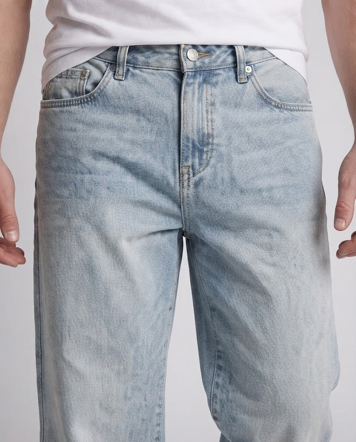 Men's Wide Leg Denim Palazzo Jeans with Side Contrast Panels Amarae