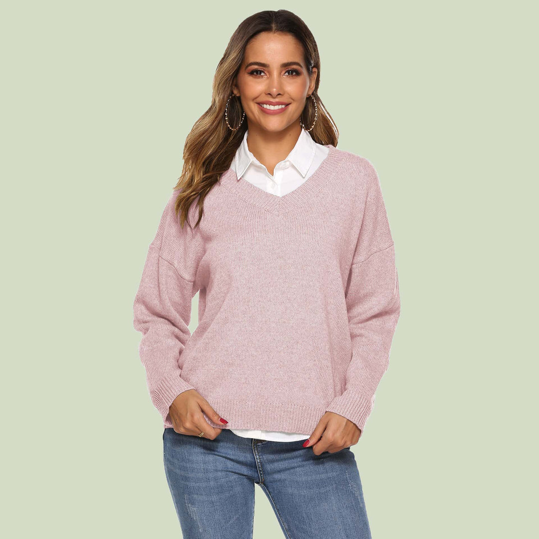 Lune London | Knit Sweater - V-Neck - Loose Fit - Long Sleeves - Soft and Comfortable