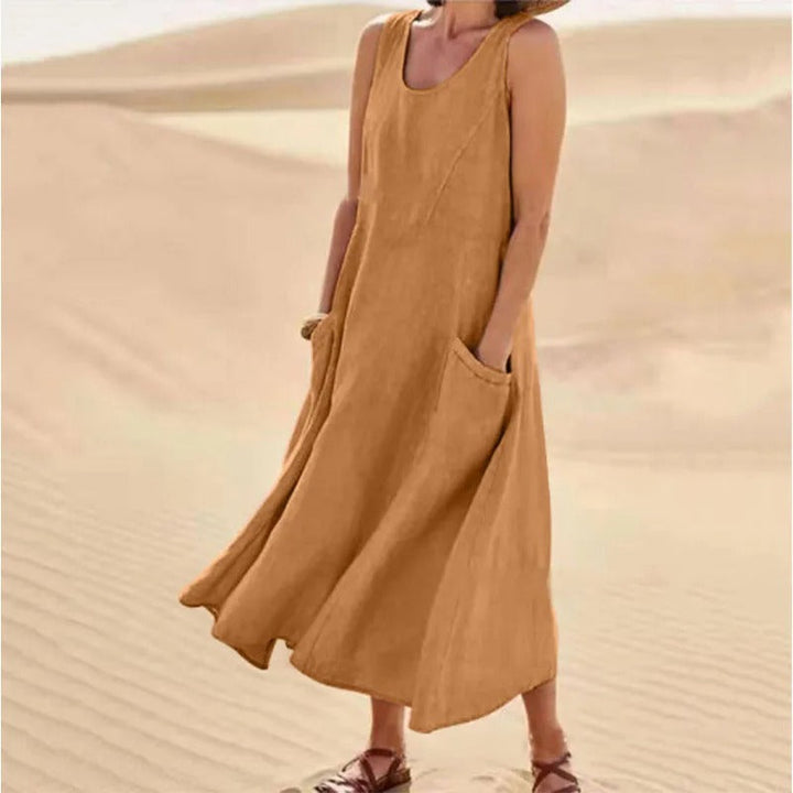 Lune London | Sleeveless linen dress with pockets for women