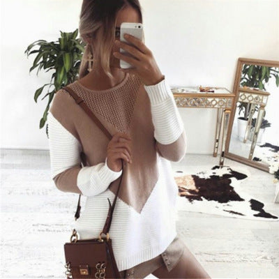 Ladies Knitted Sweater with Geometric Pattern Lune London