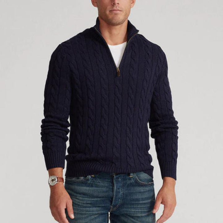 Lune London | Sweater with twisted pattern and half-zip - Elegant casual knit sweater
