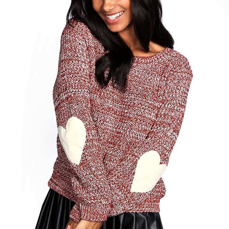 Women's sweater with heart-shaped appliqués and casual fit Lune London