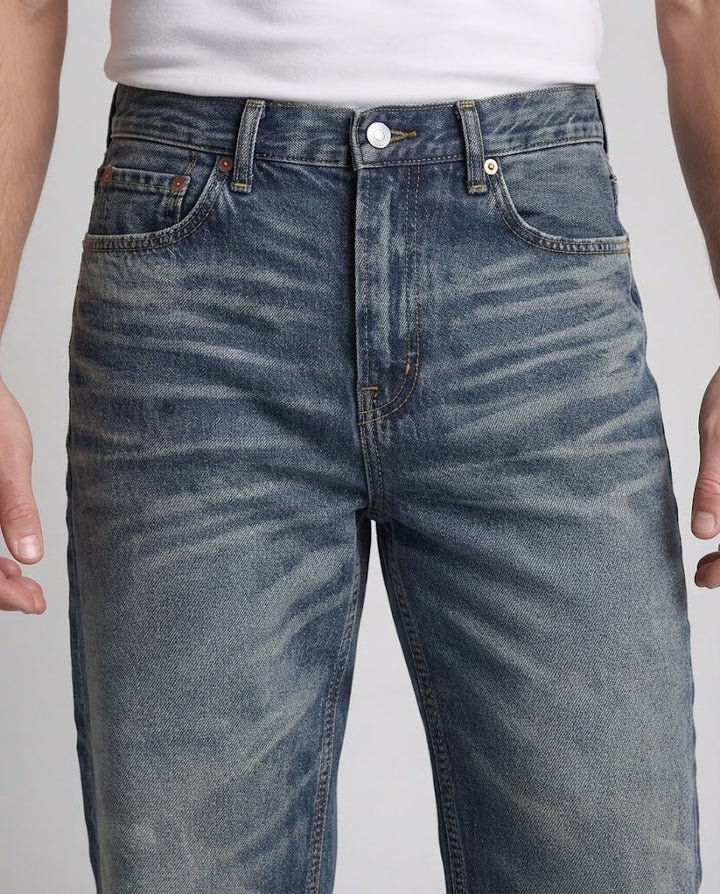 Men's Wide Retro-Flared-Denim-Jeans with Distinct Whisker-Look Amarae