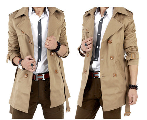 Fashionable trench coat for men with double-breasted buttons and practical pockets Amarae