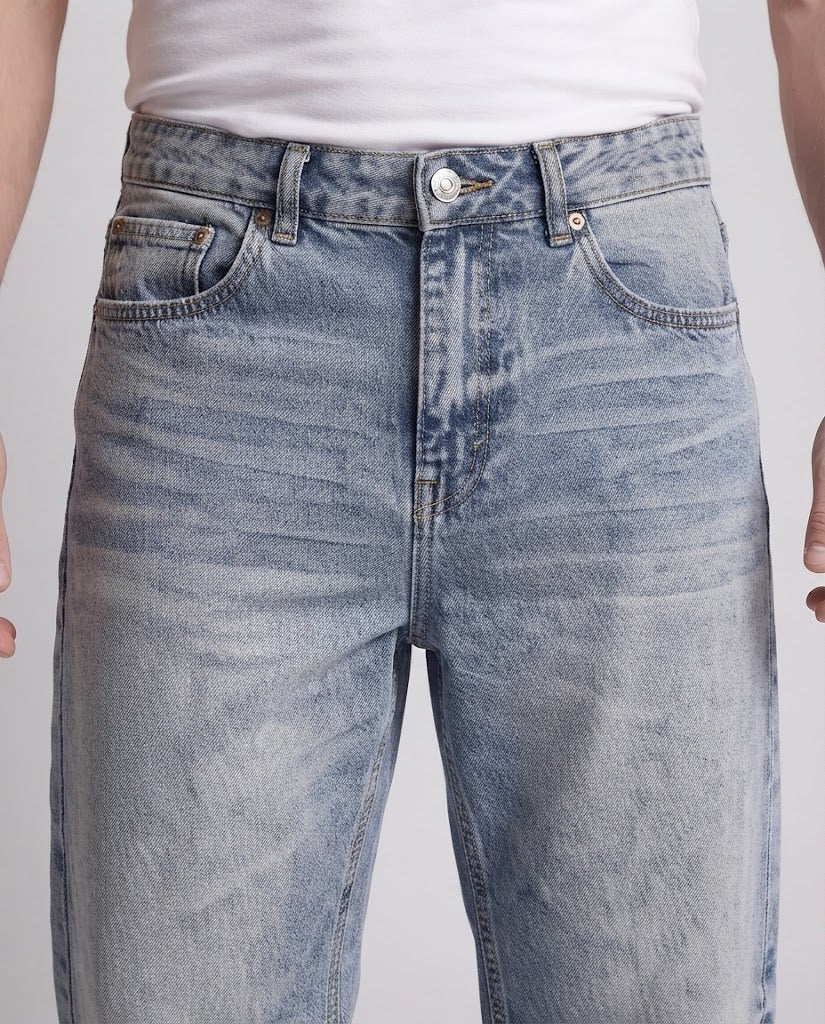 Men's wide Vintage Denim Jeans in Baggy Straight cut with Used wash Amarae
