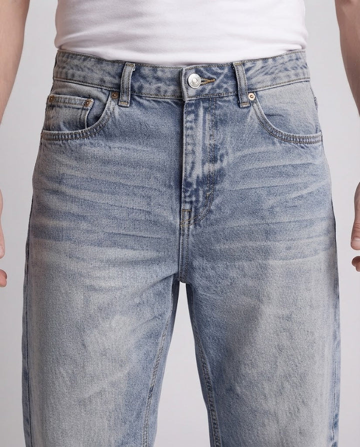 Men's wide Vintage Denim Jeans in Baggy Straight cut with Used wash Amarae