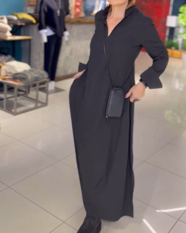 Lune London | Loose Long Dress with Lapels and Side Slit