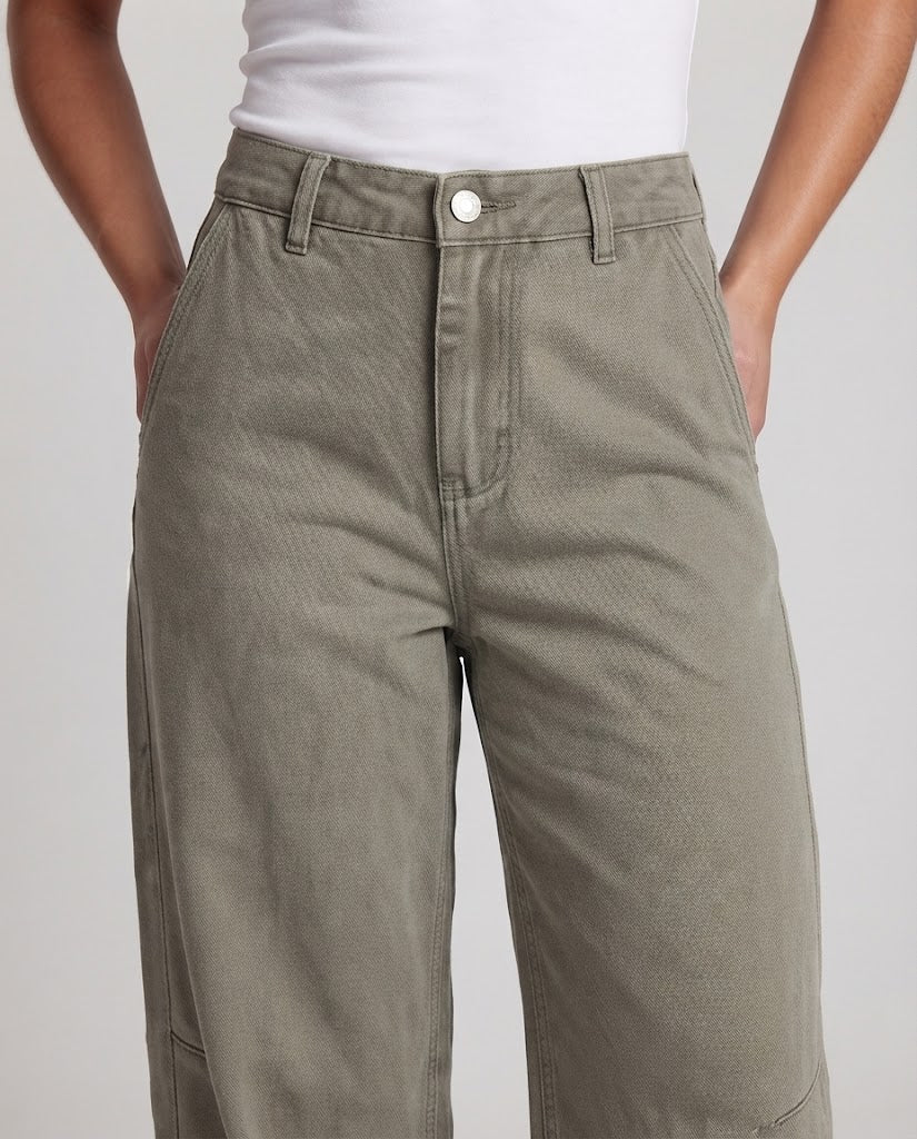 Ladies Extra Wide Palazzo Twill Trousers with Distinctive Decorative Seams Amarae