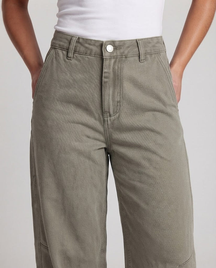 Ladies Extra Wide Palazzo Twill Trousers with Distinctive Decorative Seams Amarae