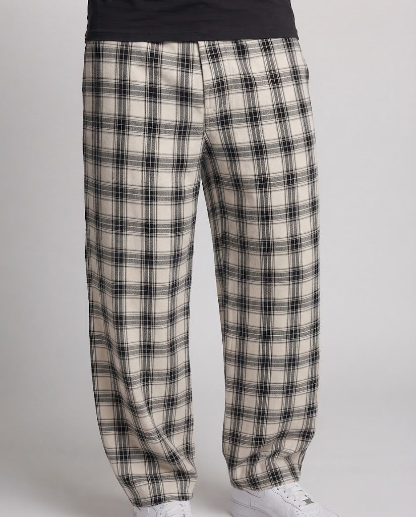 Men's Checked Wide-Leg Palazzo Pants with Loose Drawstring and Floor-Length Fall Amarae