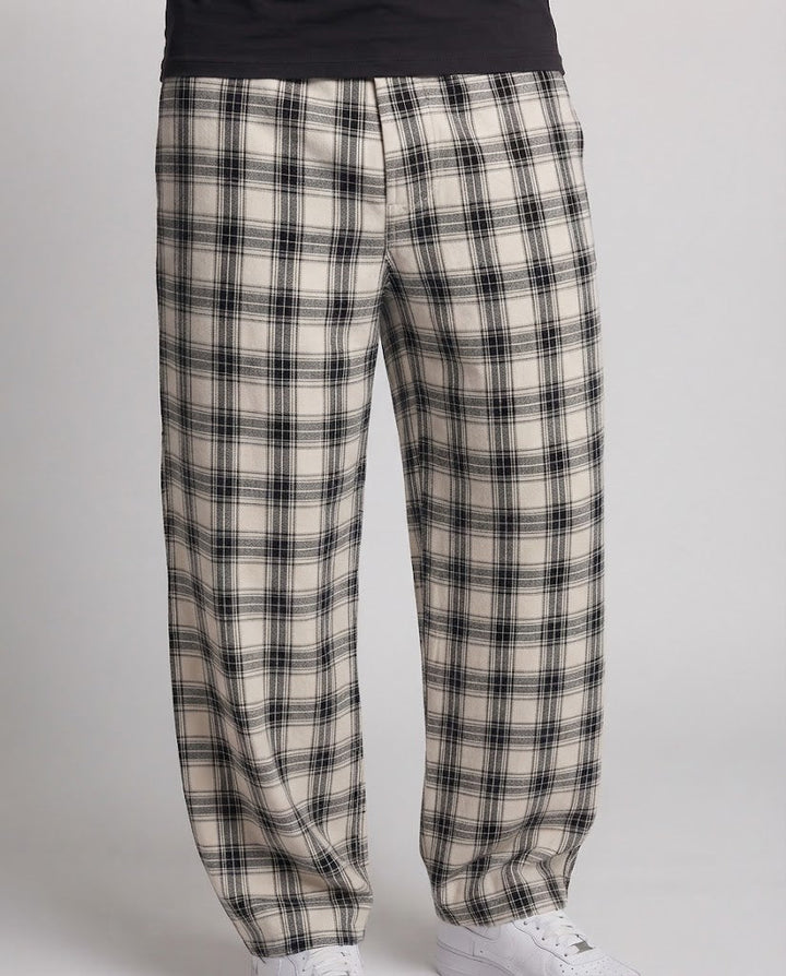 Men's Checked Wide-Leg Palazzo Pants with Loose Drawstring and Floor-Length Fall Amarae