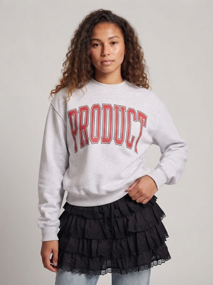 Ladies College Sweatshirt with oversized collegiate print and soft fleece Amarae