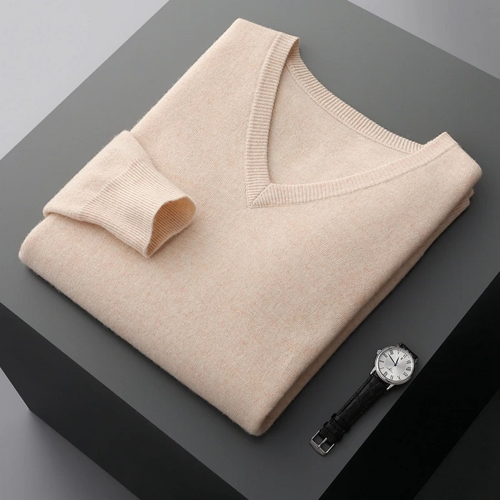 Chic Und Stil | Cashmere Sweater Men V-Neck Soft Cashmere Knit Material