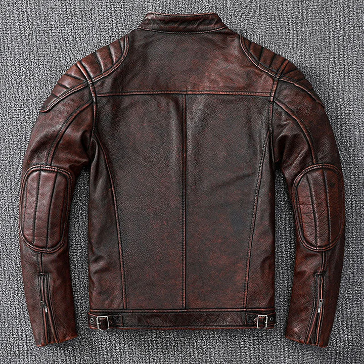 Veste de Motard Classique en Cuir de Vache - ChicUndStil