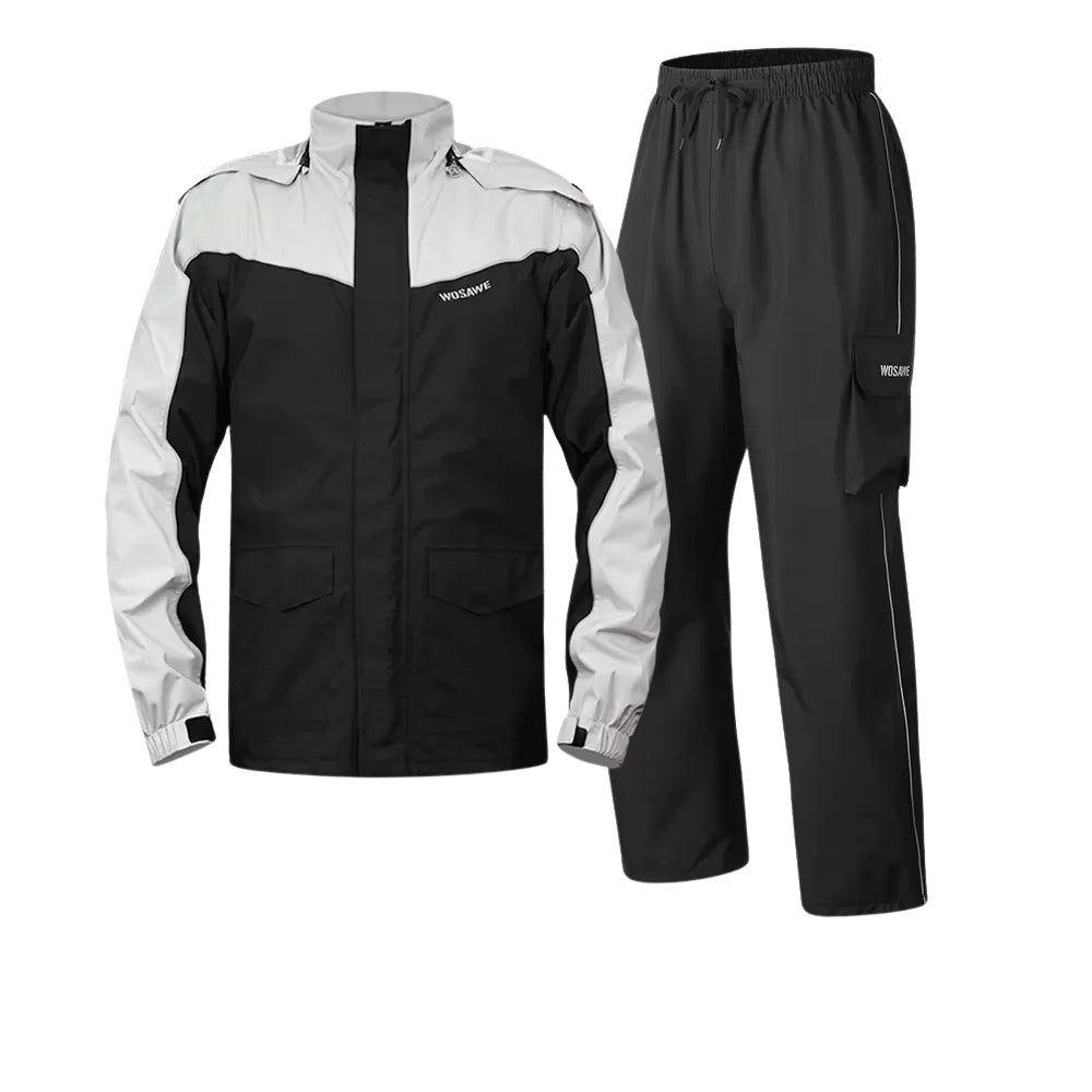 Amarae | Men's Waterproof Motorcycle Rain Jacket - Reflective Black/Green S-2XL