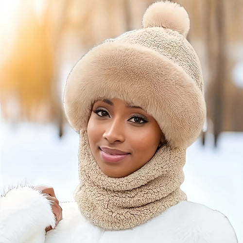 Amarae | Hat & Scarf Set - Soft & Warm - With Pom-Pom - For Women