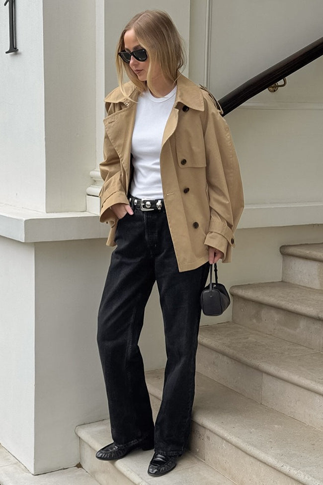 Amarae | Khaki Trench Collar Jacket