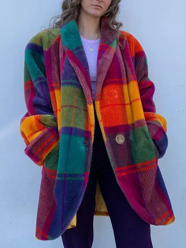 Amarae | Oversized plaid women's jacket Colorful design