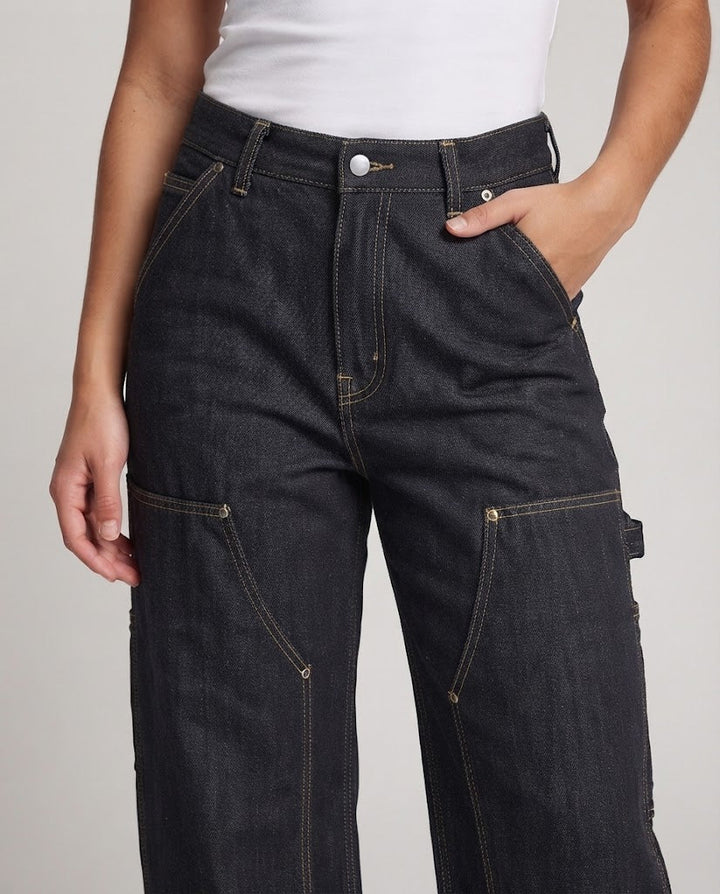 Ladies Oversize Denim Palazzo Pants with Utility Pocket Details Amarae