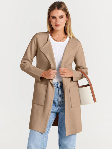 Amarae | Coat - Loose Fit - Knee Length - Wide Lapel - Minimalist Design