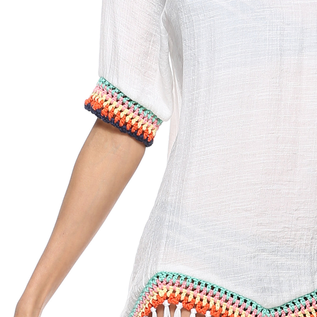 Elegant fringe beach tunic for women Amarae