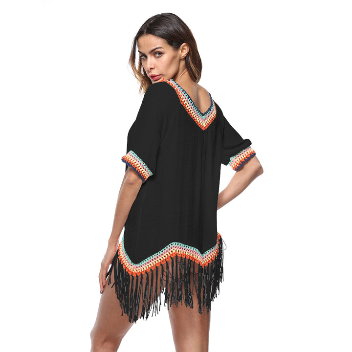 Elegant fringe beach tunic for women Amarae