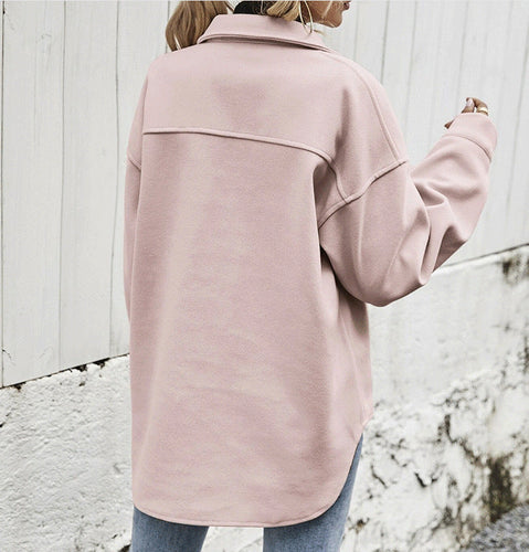 Amarae | Jacket - Oversized Fit - Soft Textured Quality - Button Closure - Large Pockets